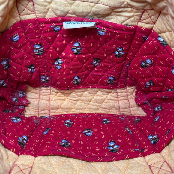 Vera Bradley Provincial Red Floral Print Zip Quilted Shoulder Bag Purse - Picture 9 of 11